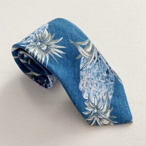 BONOBOS Handmade Neck Tie Blue Floral Linen
